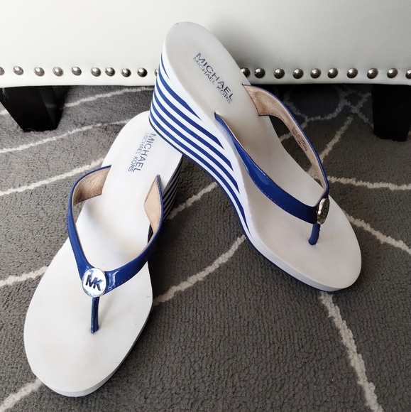 Michael Kors "Ruby Wedge" Striped Sandals - Picture 9 of 15